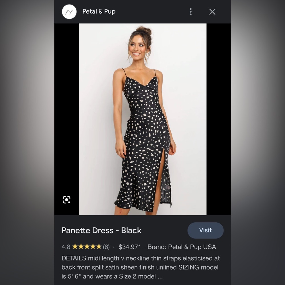 Petal & Pup Black Polka Dot Midi Dress with Side Split